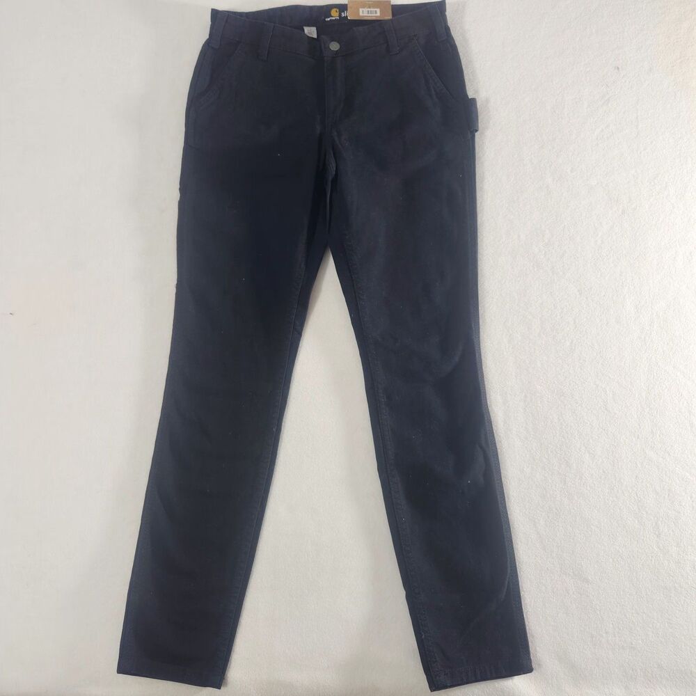 Carhartt Womens 4  Slim Fit Work Pants Rugged Flex Stretch 5 Pocket Black